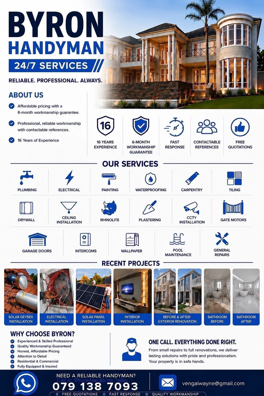 Byron Handyman company information flyer